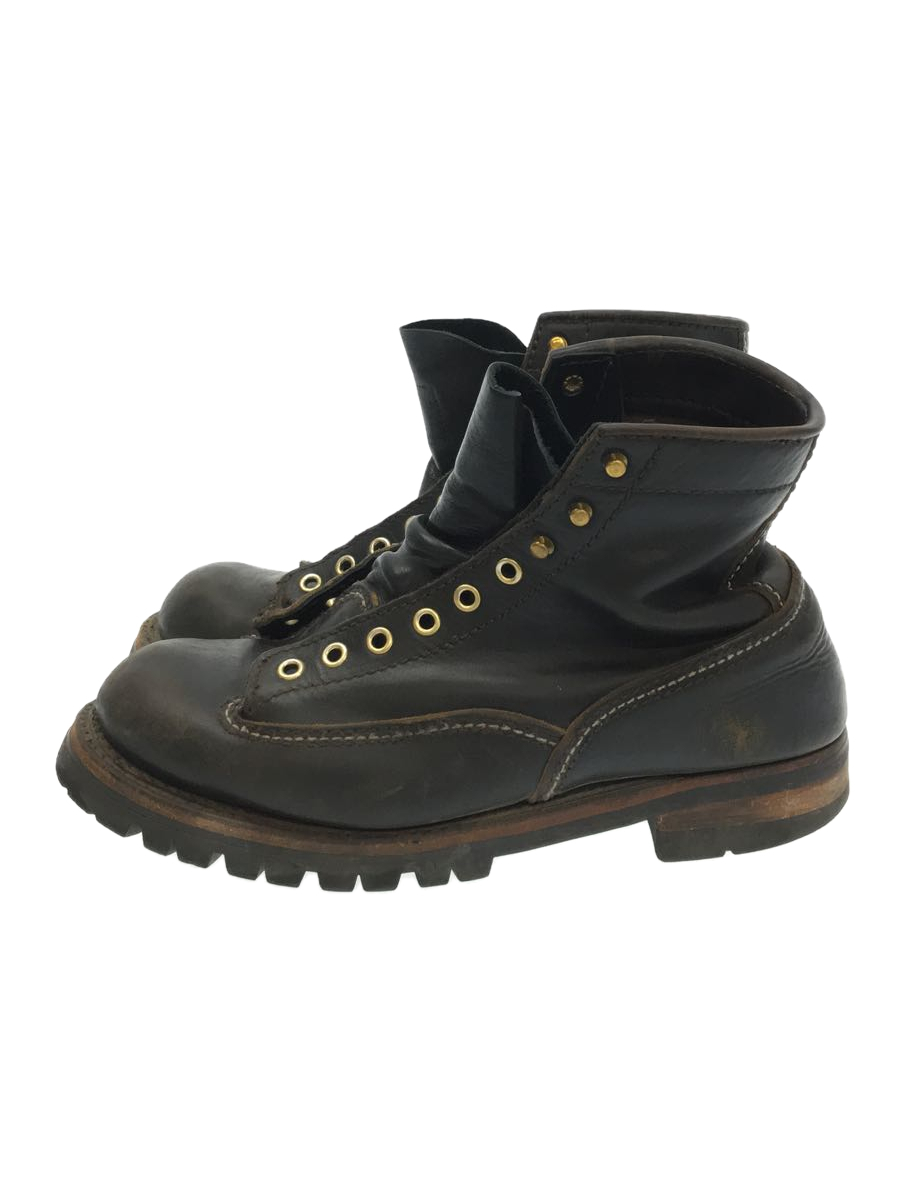 LONE WOLF BOOTS◇LOGGER/レースアップブーツ/US8.5/ブラック/レザー