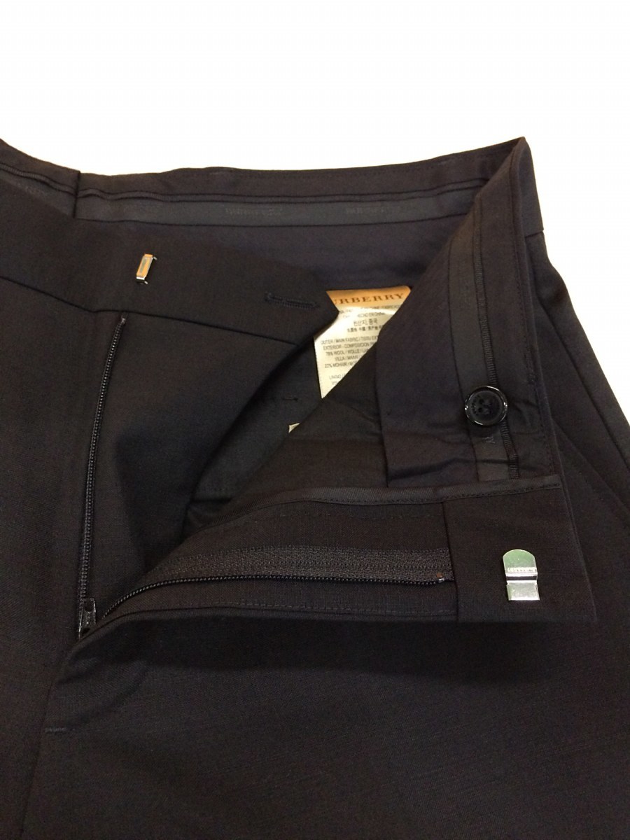 BURBERRY◇スラックスパンツ/46/ウール/BLK/無地