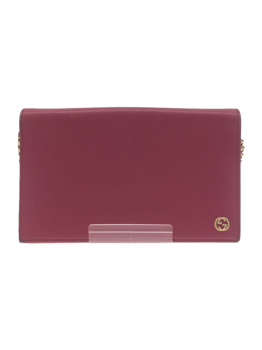 GUCCI◇グッチ/チェーンウォレット/角スレ有/長財布/レザー/PNK