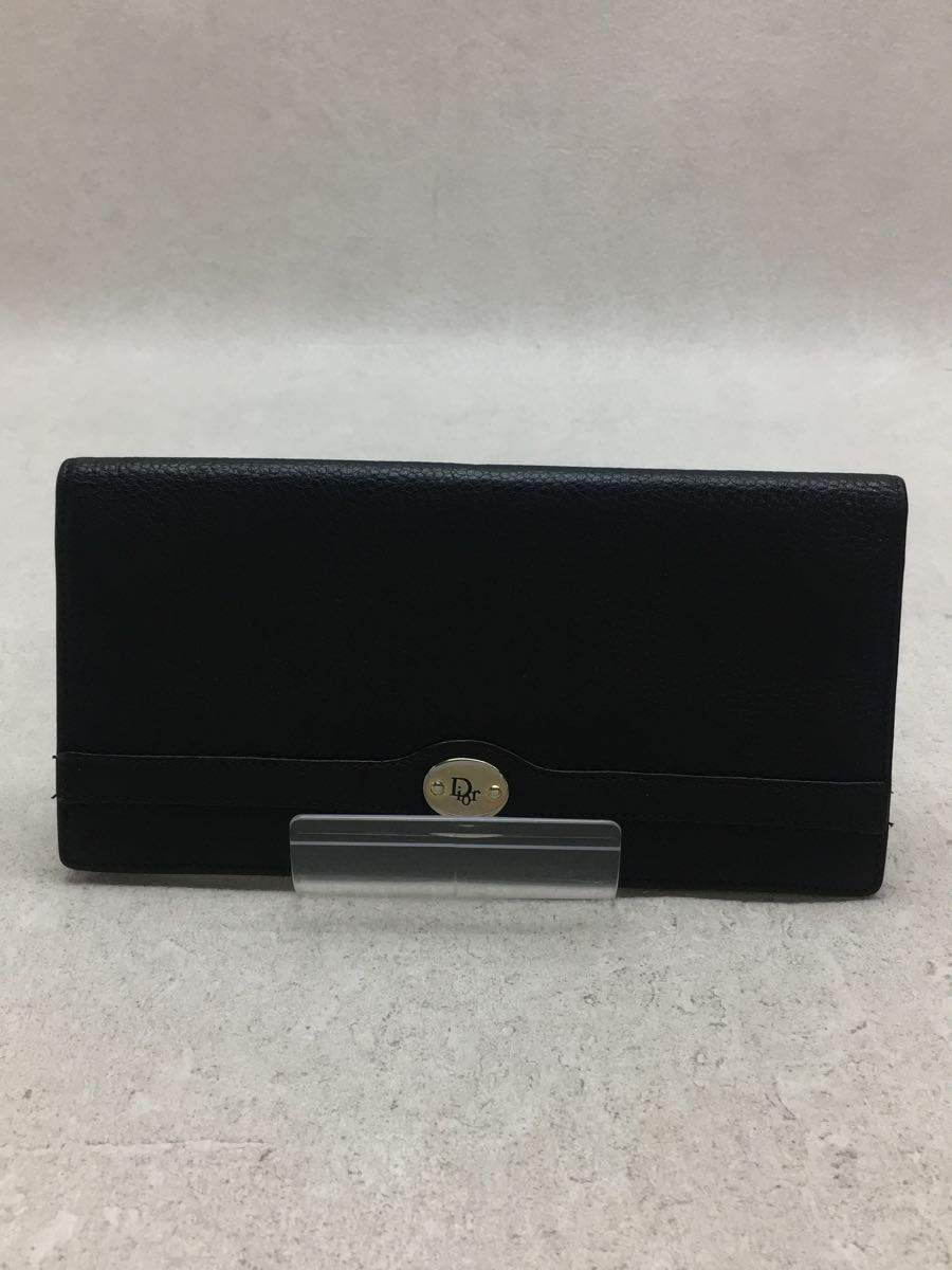 Christian Dior◇長財布/レザー/BLK/無地/メンズ/黒/ブラック