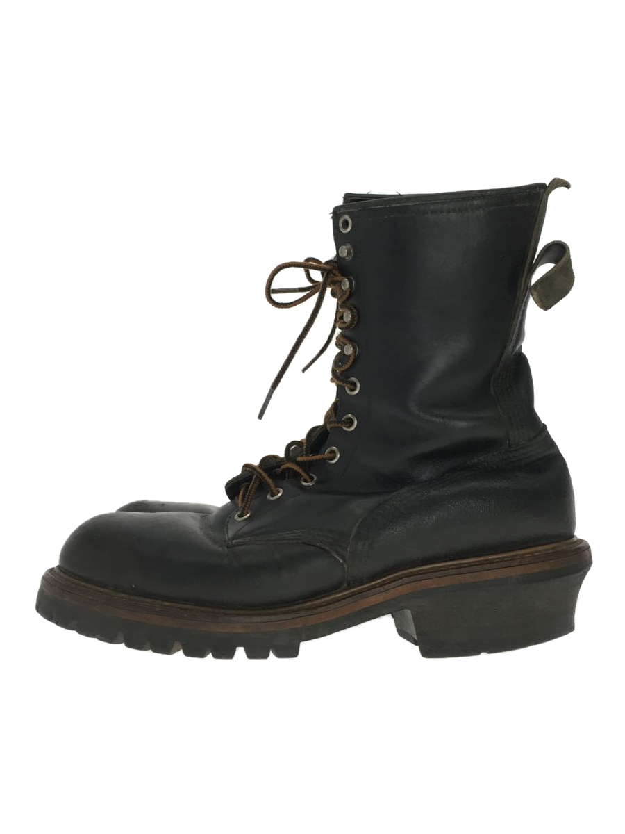 RED WING◇LOGGER BOOTS ブラック レザー ANSI Z41 PT91 90s//レース