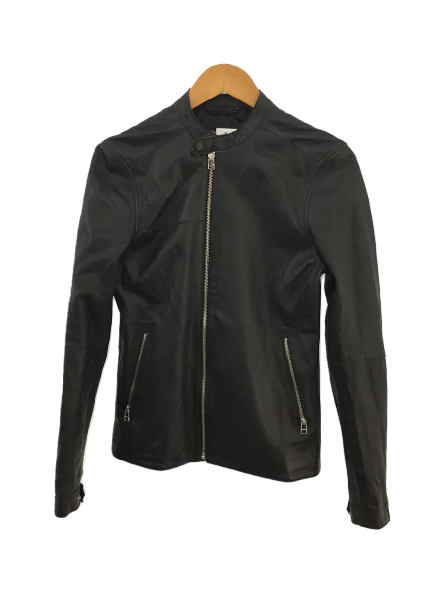 PRETTY GREEN◇シングルライダースジャケット/2/レザー/BLK/Wジップ