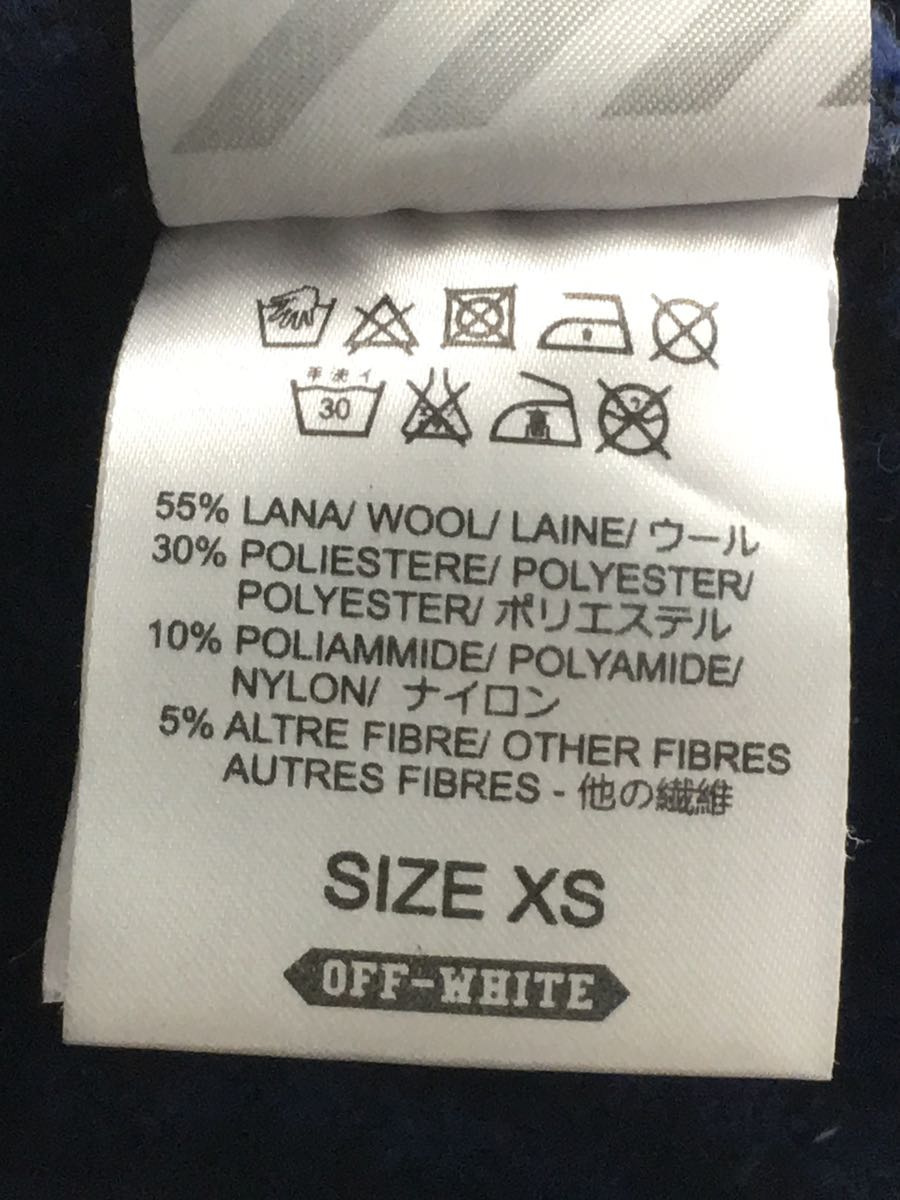 OFF-WHITE◇長袖シャツ/XS/ウール/NVY/チェック/バックプリント | emg.tn