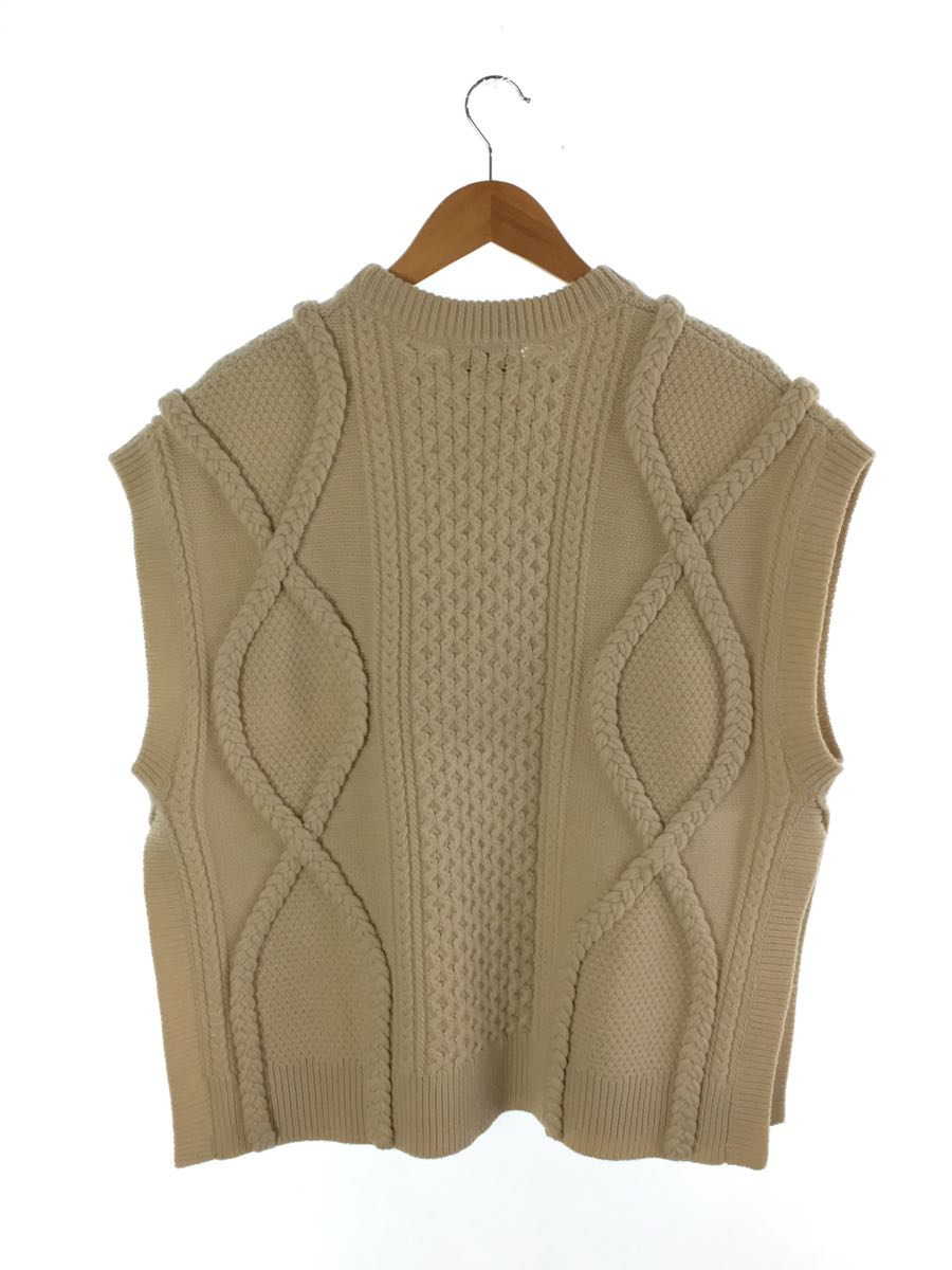 CLANE◇21AW/3Dケーブルクルーネックスリットニットベスト/2/ウール
