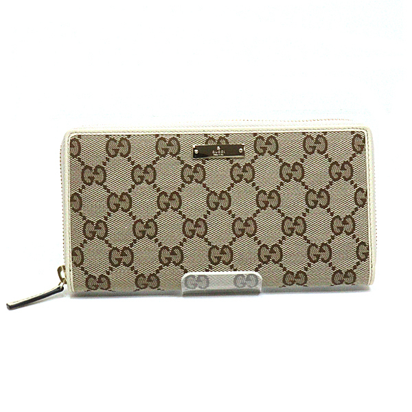 GUCCI グッチ ラウンドファスナー 長財布 GGキャンバス レザー