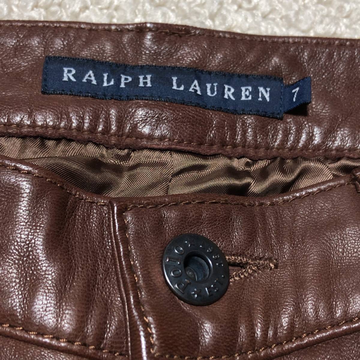 ラルフローレン レザーペインターパンツ 7/RALPH LAUREN ラムレザー カーペンター ブラウン/インパクト21期