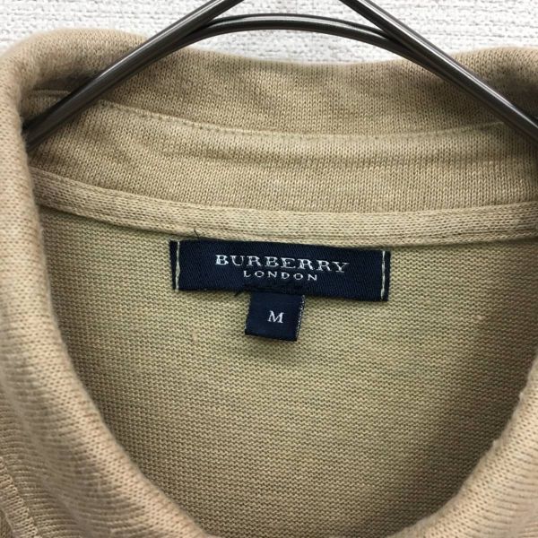 HZ8332★BURBERRY LONDON リネン/コットン半袖ポロシャツ★M★ベージュ ポーランド製 バーバリーロンドン_画像5