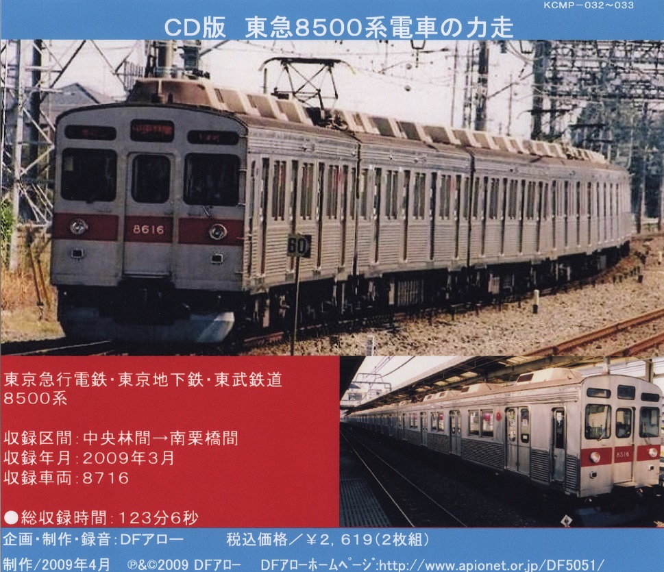 ＤＦアロー・ＣＤ版・PR－20・東急８５００系電車の力走_画像2