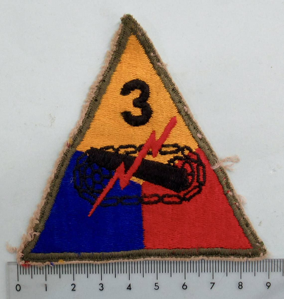 実物 WW2 US ARMY 3rd Armored Division SHOULDER PATCHE 第3機甲師団 ショルダーパッチ_画像2