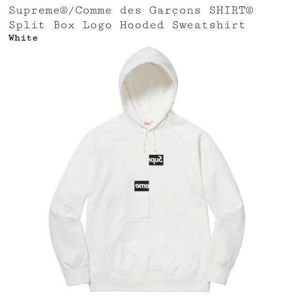 supreme×COMME des GARONS Box logoパーカー 白　L　美USED