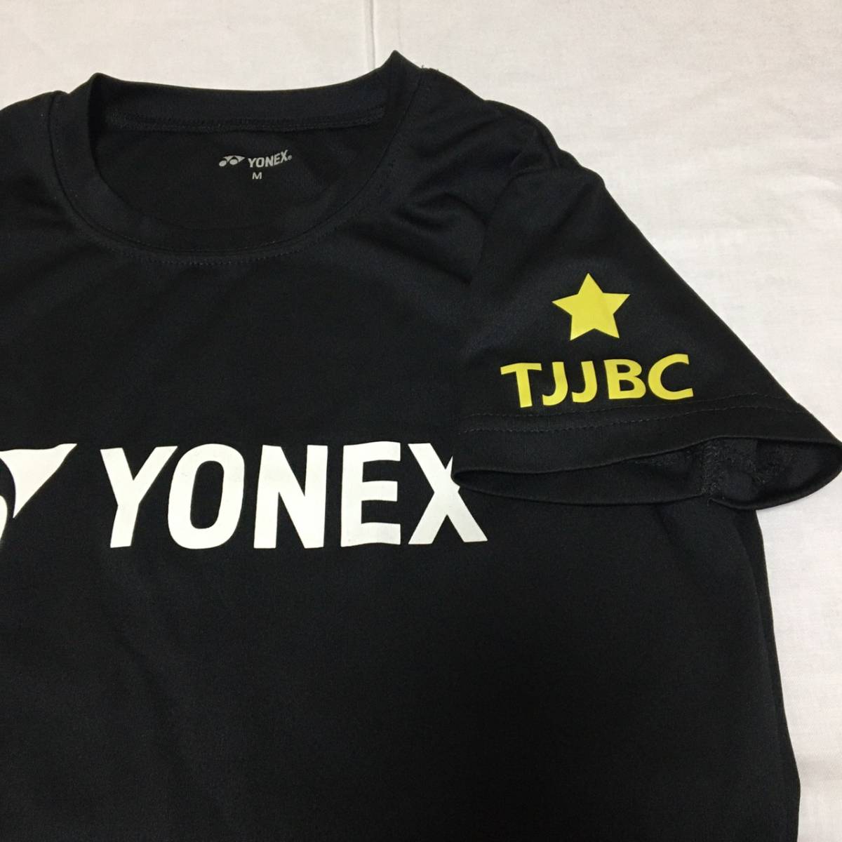 YONEX ヨネックス ロゴ刺繍 ドライ Tシャツ レディース Mサイズ バックプリント 黒 ブラック 半袖 テニス バドミントン 卓球_画像3