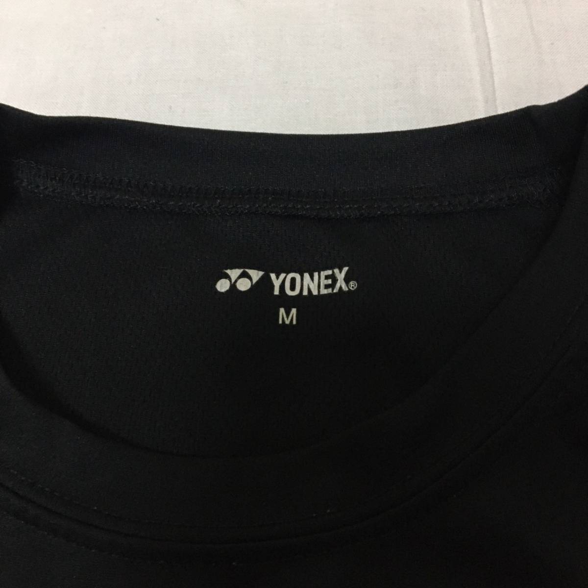 YONEX ヨネックス ロゴ刺繍 ドライ Tシャツ レディース Mサイズ バックプリント 黒 ブラック 半袖 テニス バドミントン 卓球_画像6