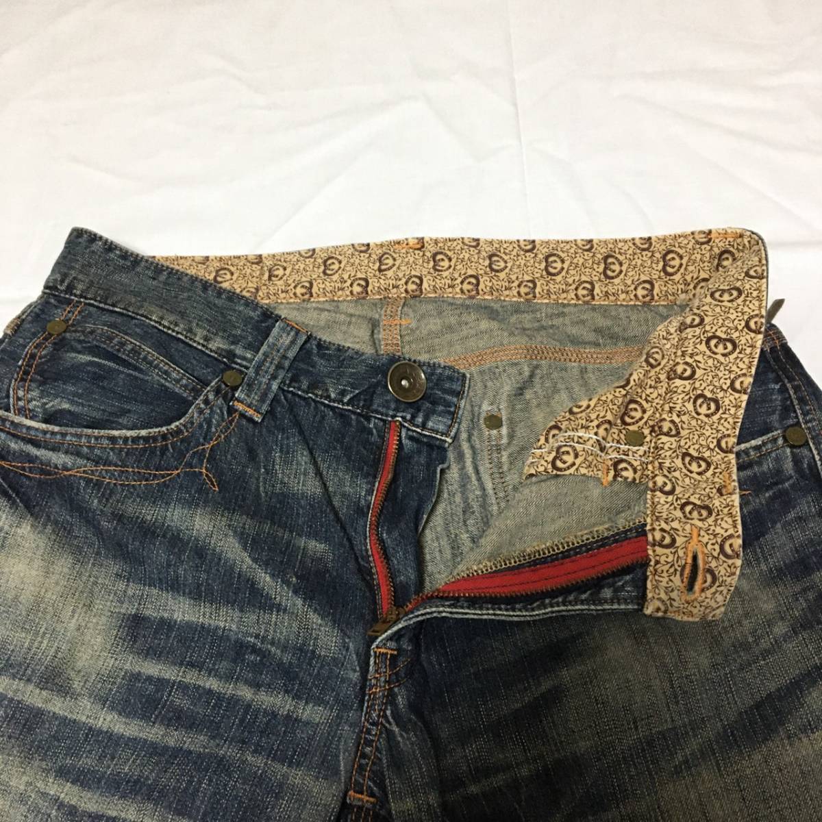 EDWIN Edwin BTZ503 Blue Trip* USED processing Denim pants jeans Sz.36 men's large size 