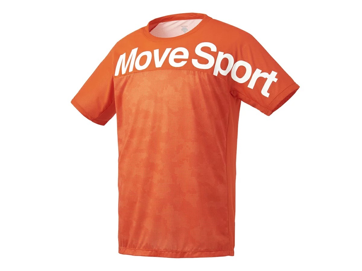 新品【デサント】メッシュTシャツ Sサイズ/オレンジ DMMRJA66 DESCENTE Move Sport 吸水 速乾 ストレッチ グラフィック カモフラ_画像1