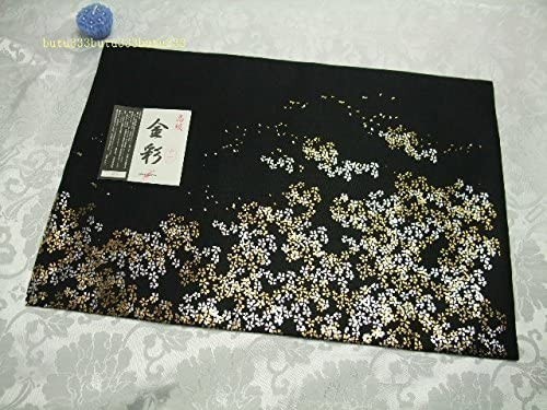 金彩 金銀さくら 経机用 16号 防炎マット 金銀桜 新品 経机掛け サイズ 約38.5×26cm 黒