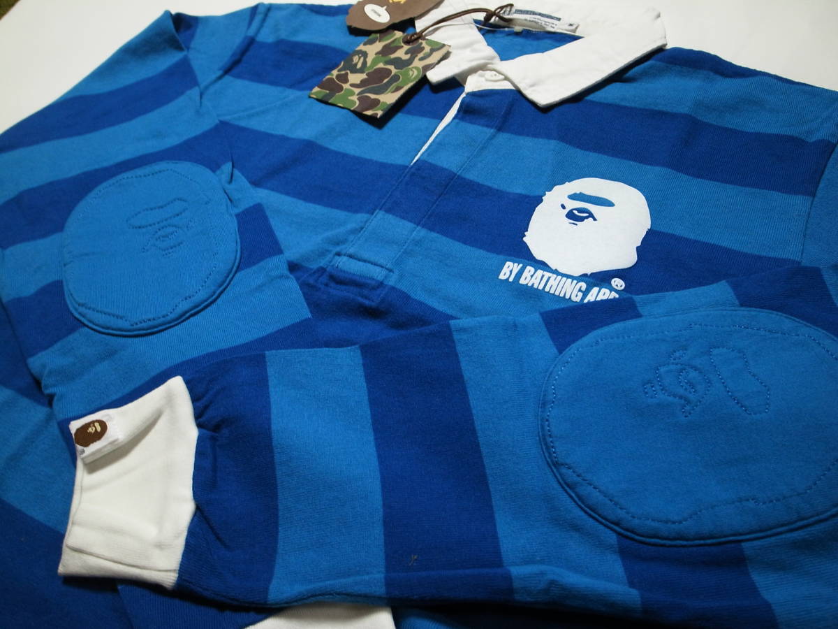 BAPE 長袖ラガーシャツ 激レア・稀少 A BATHING APE エイプ 長袖 ボーダー ラガーシャツ