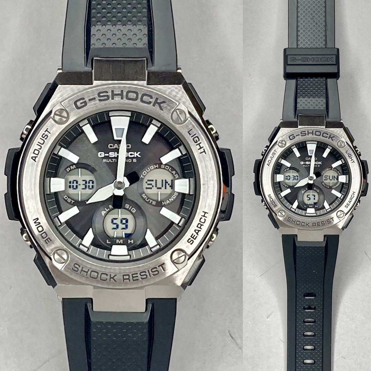 極美品G-SHOCK GST-W130L-1A G-STEEL Gスチール タフソーラー 電波受信