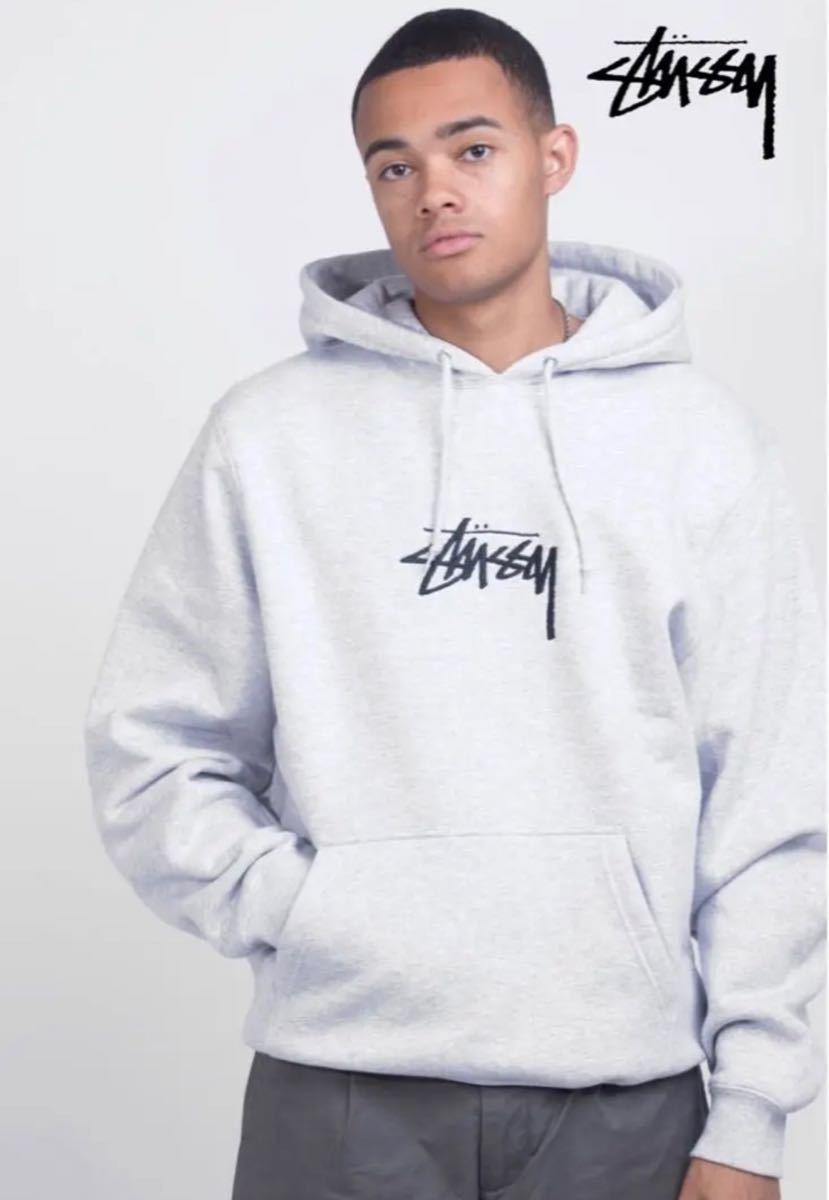ステューシー》正規・新品タグ 刺繍センターロゴ アッシュグレー XL