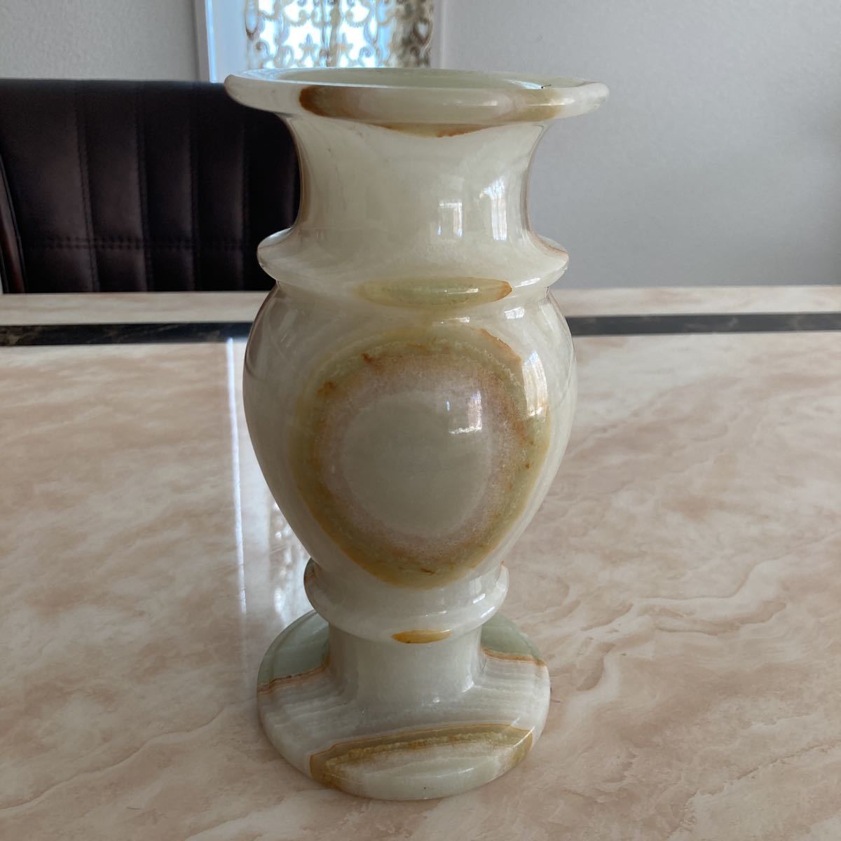 2)高級天然石◎オニキス◎縞めのう石製◎花瓶◎ヴィンテージ◎美術品