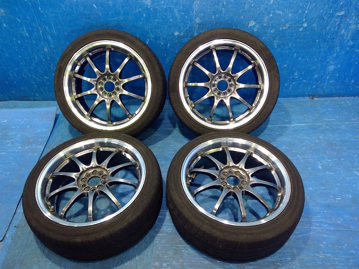 RAYS レイズ CE28N フォーミュラシルバー 軽量 18インチ アルミホイール 18x7.5J +47 5穴 100 4本 215/45R18 タイヤ付 レガシィ/プリウス等_画像1