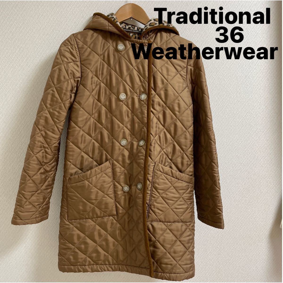 Traditional Weatherwear キルティングコート 裏ボア レオパード柄　36 トラディショナルウェザーウェア