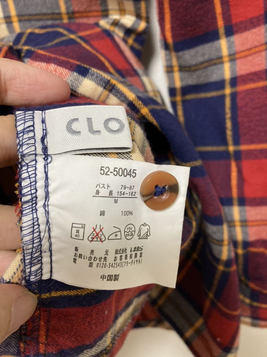 しまむら ロングシャツ チェックシャツ ポケット付 長袖 レッド しまむら ロングシャツ チェックシャツ ポケット付 長袖 レッド