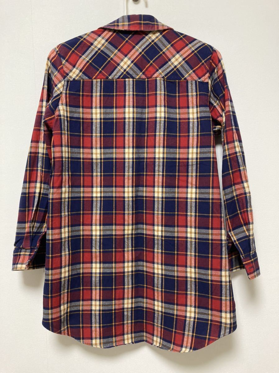 しまむら ロングシャツ チェックシャツ ポケット付 長袖 レッド しまむら ロングシャツ チェックシャツ ポケット付 長袖 レッド