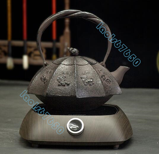「龍生九子」鋳鉄製鉄瓶 老鉄瓶 やかんを沸かす お茶の道具 提梁鉄瓶 手作り コーティングなし ティーポット1.3L