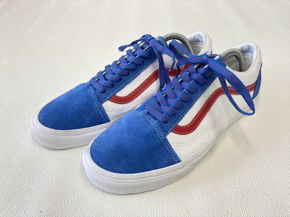 VANS OLD SKOOL 青 白 スエード キャンバス 赤ライン US9 (27cm) バンズ オールドスクール アメリカ企画限定!!_画像1