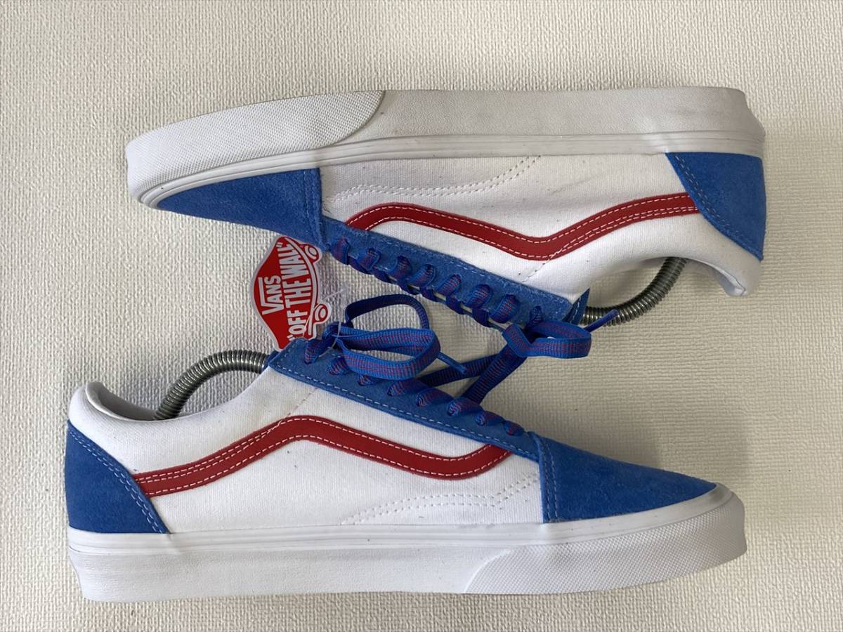 VANS OLD SKOOL 青 白 スエード キャンバス 赤ライン US9 (27cm) バンズ オールドスクール アメリカ企画限定!!_画像7