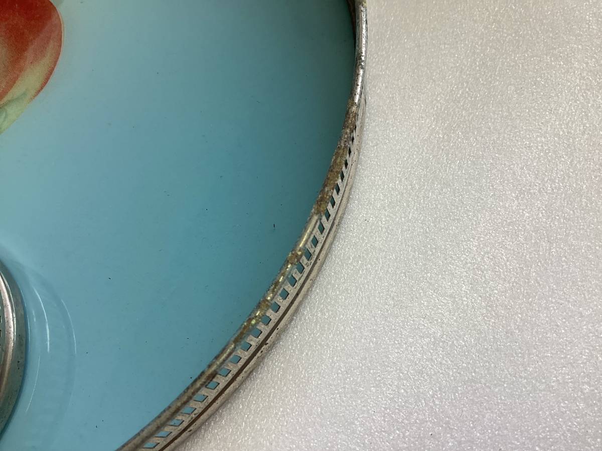 昭和　レトロ　ガラスコースター　ガラストレー　桃　もも　アンティーク　皿　食器　A18_画像6