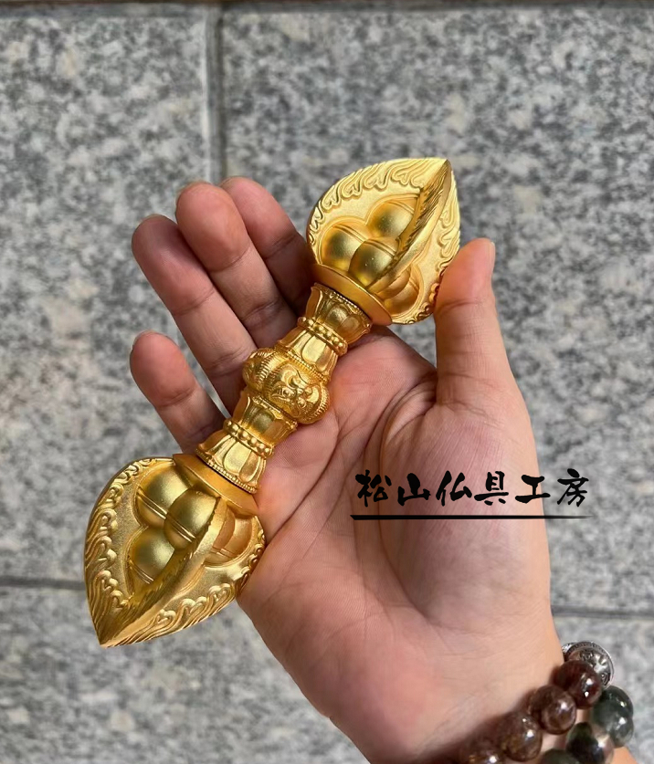 松山仏具工房出品】宝珠杵☆真鍮製☆消鍍金☆大々型 松山仏具工房出品】宝珠杵☆真鍮製☆消鍍金☆大々型