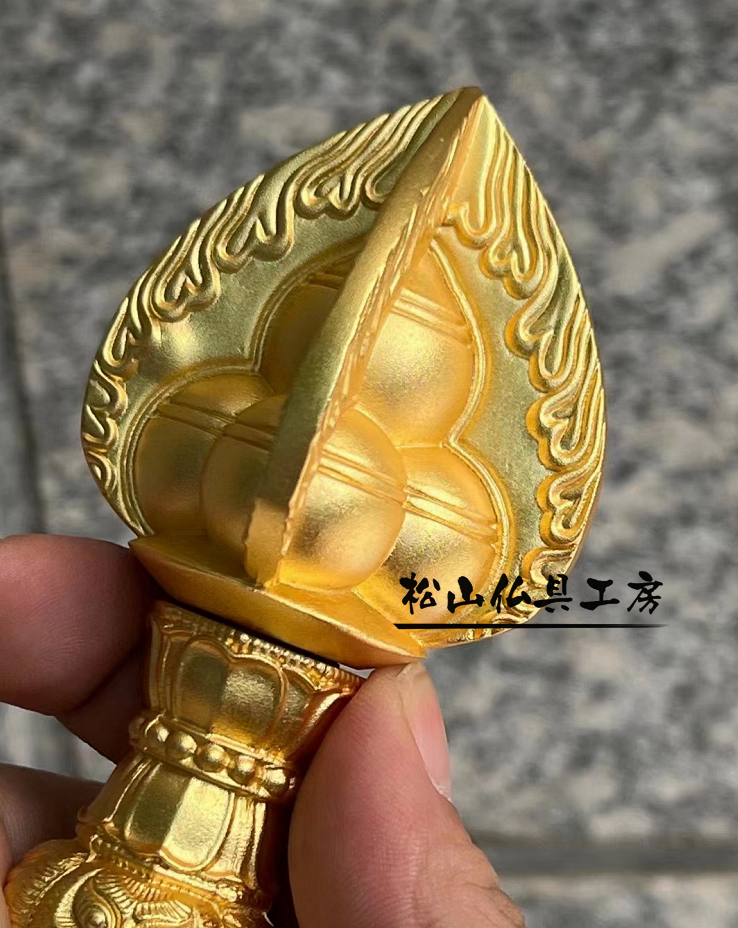 松山仏具工房出品】宝珠杵☆真鍮製☆消鍍金☆大々型 松山仏具工房出品】宝珠杵☆真鍮製☆消鍍金☆大々型