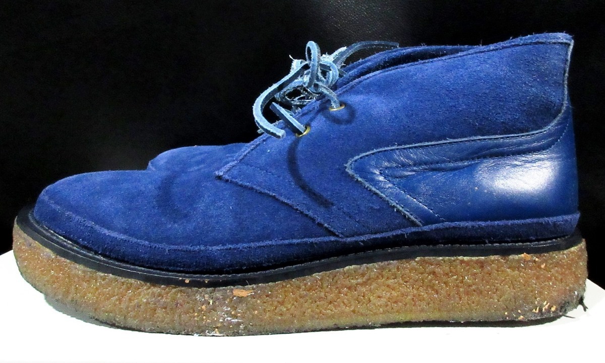 FATefe- tea suede leather chukka boots crepe sole shoes men's blue group defect have 