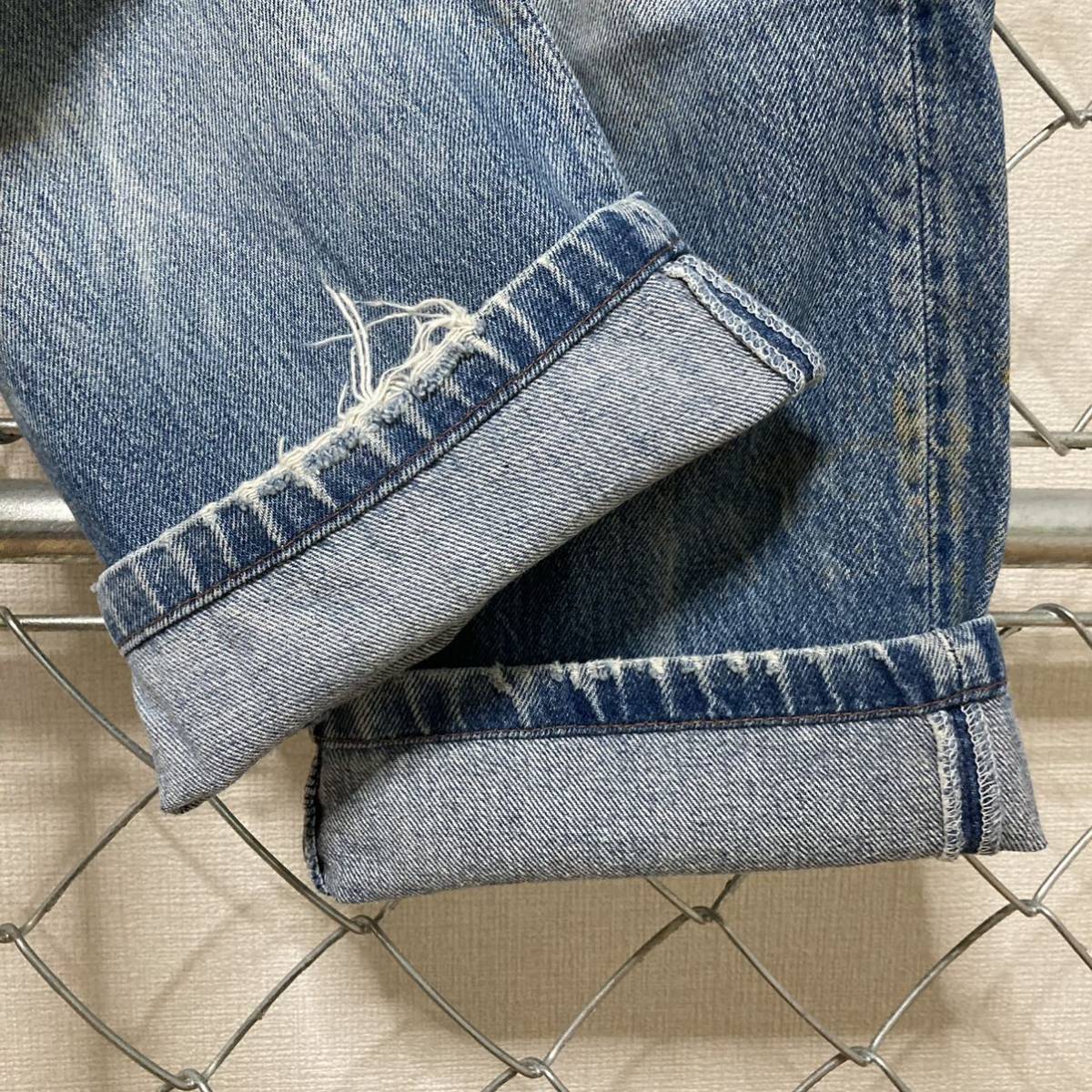 80s Levi's 501 リーバイス ハチマル CAREタグ USA製 555 赤耳跡モデル 内股シングル デニムパンツ ジーンズ 32×36 色落ち◎_画像8