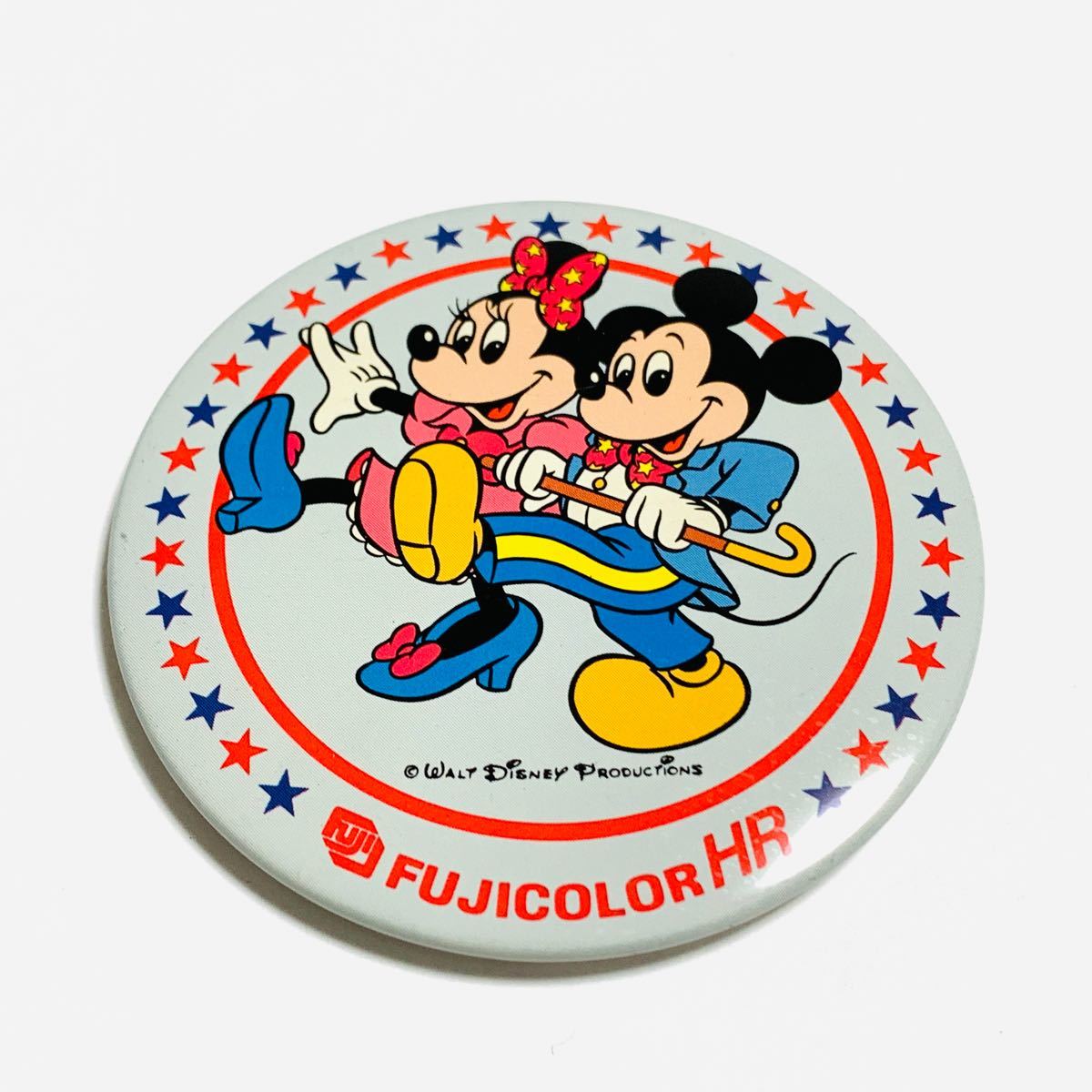 【昭和レトロ】ディズニー ミッキーマウス ミニーマウス レトロ 缶バッチ 1つ