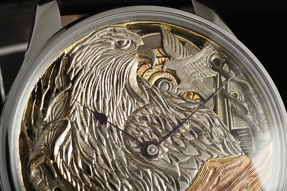 下取＆値引き交渉あり 1906年 ハミルトン懐中時計のムーブメント使用 カスタム時計 「アメリカンイーグル」フルエングレービング_画像5