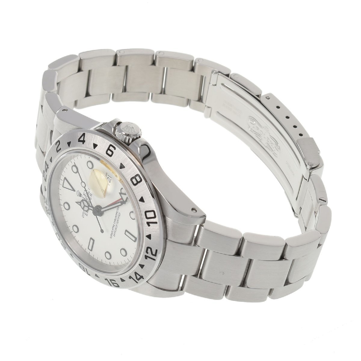 ROLEX Rolex Explorer 2 16570 men's SS wristwatch self-winding watch ivory face A rank used silver warehouse 