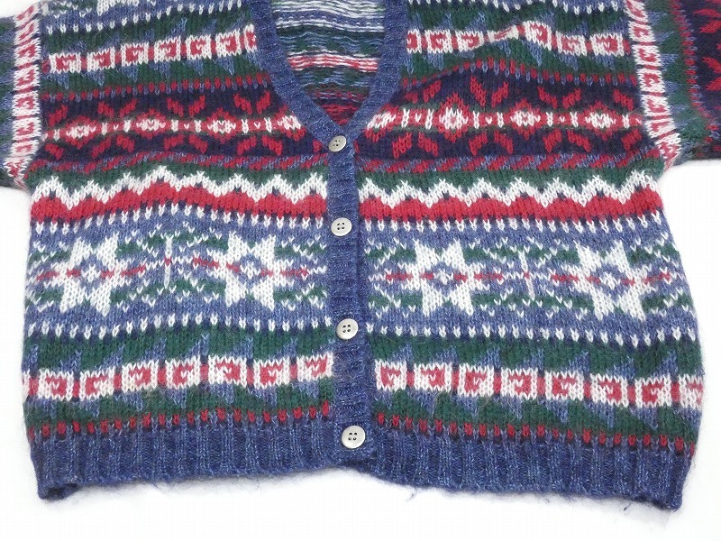 90s MAURICES Vネック スノーパターン 雪柄 モヘア ニット カーディガン カーデ レトロ Y2K アメリカンビンテージ ユニセックス_画像7