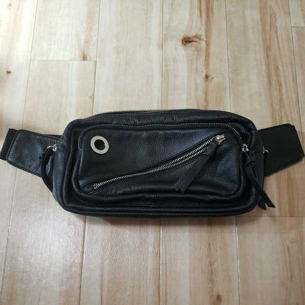 ディアブロ　diavlo ボディバッグ ウエストバッグ ウエストポーチ レザー ブラック　黒斜め掛け メンズバッグ 本革　4ポケット　カバン　鞄