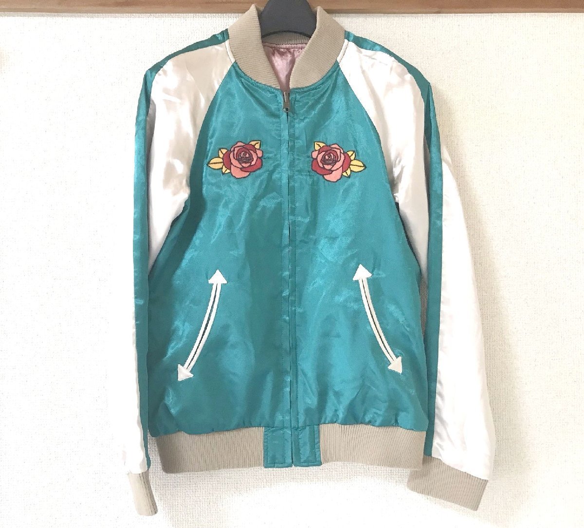 #[YS-1] Rodeo Crowns # двусторонний Japanese sovenir jacket # оттенок зеленого × оттенок белого розовый серия # размер 2 [ включение в покупку возможность товар ]#D