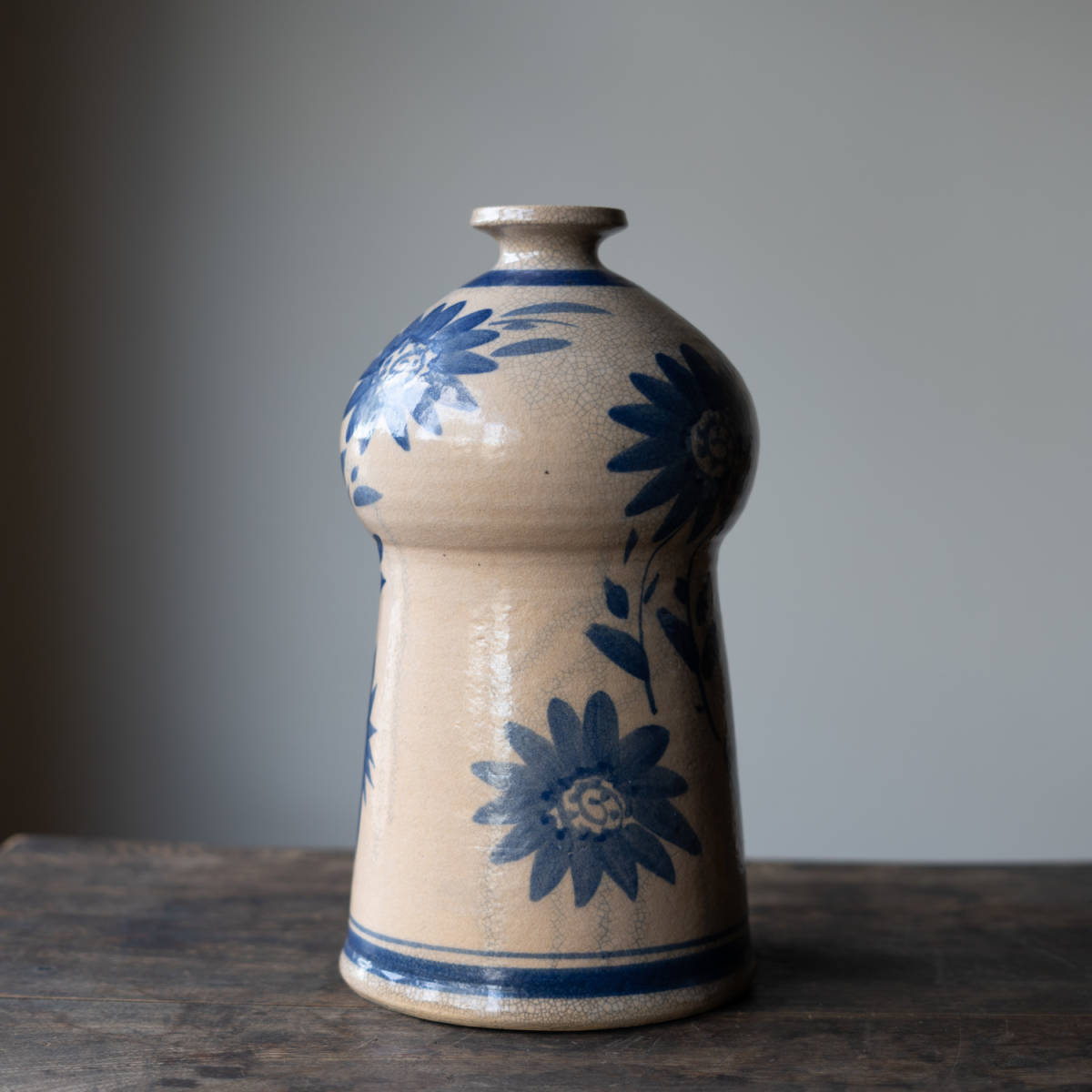 陶器花瓶 銘有 花器 フラワーベース 花紋 置物 オブジェ 民藝_画像10