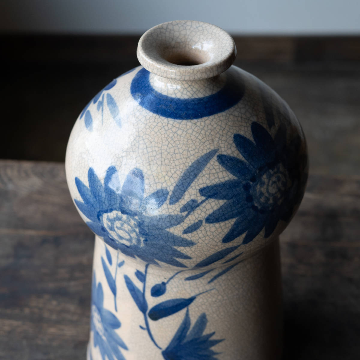 陶器花瓶 銘有 花器 フラワーベース 花紋 置物 オブジェ 民藝_画像9