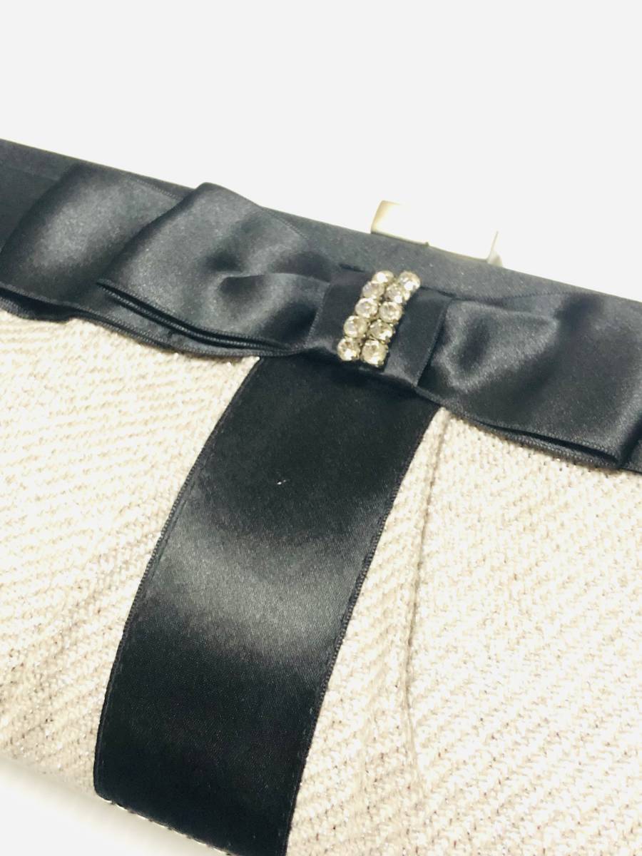  tag equipped L\'EST ROSE ( L'Est Rose ) clutch back & handbag la instrument - Stone equipment ornament black ribbon design 2way