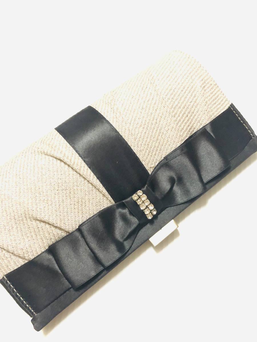  tag equipped L\'EST ROSE ( L'Est Rose ) clutch back & handbag la instrument - Stone equipment ornament black ribbon design 2way