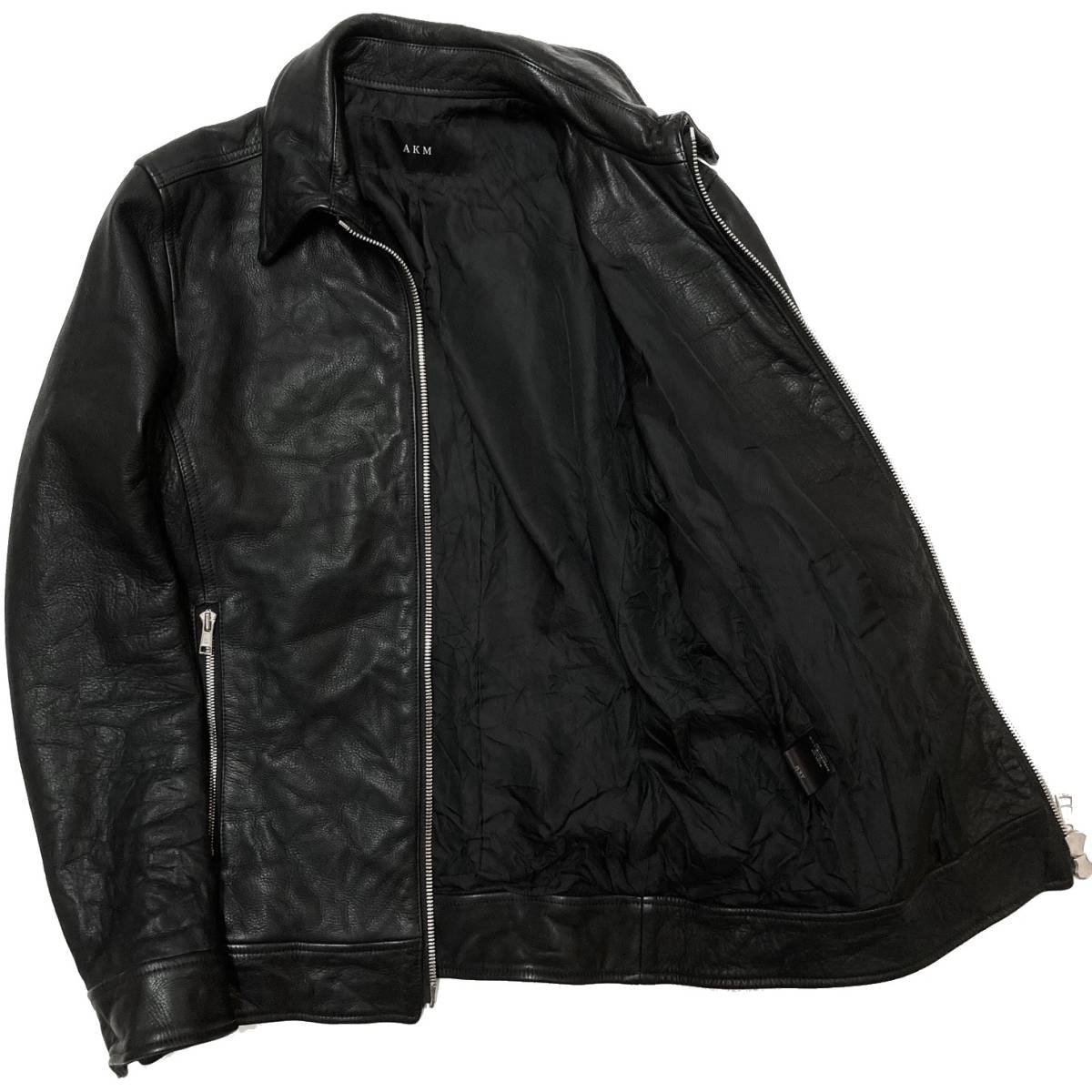 定価14万 AKM COW LEATHER WRINKLE ライダース M 黒-