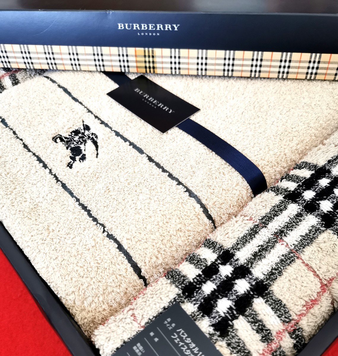 バーバリーフェイスタオルバスタオルセット三枚刺繍チェックお得バラ売り可 バーバリー タオルセット BURBERRY チェック柄