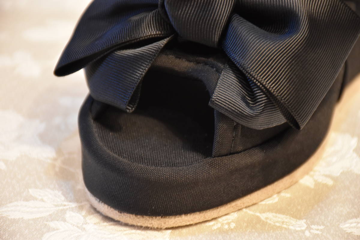 H-SU2-3* conditions attaching free shipping . have!* ribbon * heel slippers * heel 8.* black *23.* lady's M* stylish * pretty * elegant * Ribon 