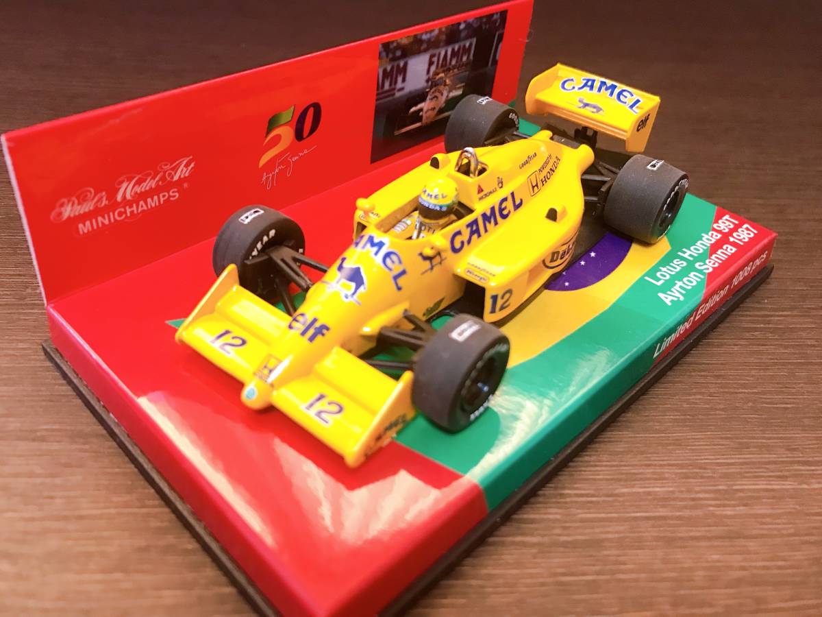 【レーシングギア別注】 1/43 MINICHAMPS 【CAMEL】 ロータス・ホンダ 99T #12 A.セナ 1987の画像1