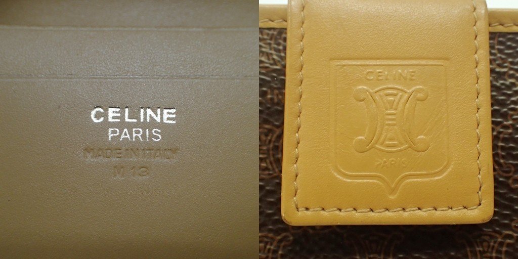中古◇セリーヌ ウォレット 二つ折り財布 がま口 茶 CELINE 財布